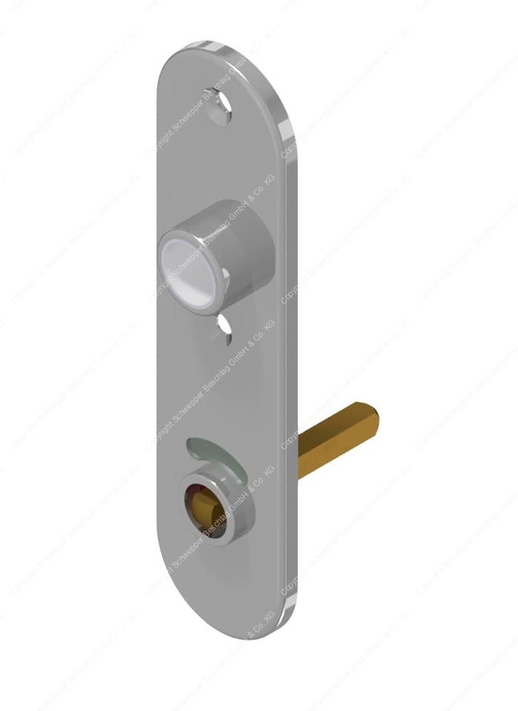 WC-short plate with red/green indicator distancing 75mm Brass for rim toilet door locks | GSV-No. 6643 WCR / 2