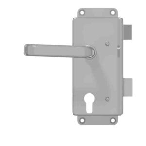 Rim lock with mounting flaps for cylinder Brass with handle 4410 (Brass) preassembled | GSV-No. 3227 Z S002 right hand outward